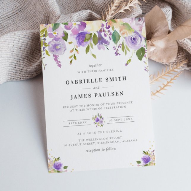 faire-part de mariage fleuri violet moderne (Créateur téléchargé)