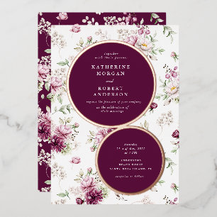 faire-part de mariage fleurie magenta jardin
