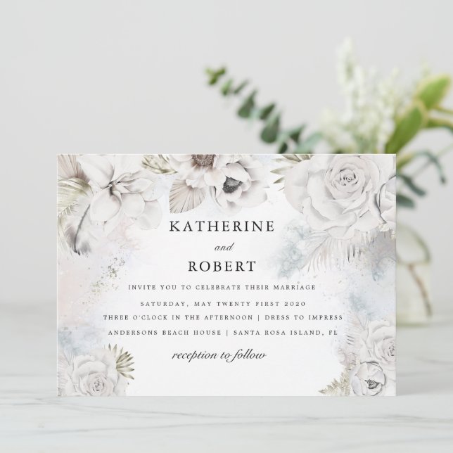 faire-part de mariage fleurie romantique (Debout devant)