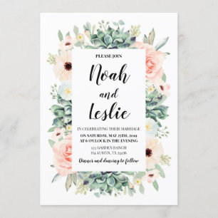 Faire-part de mariage fleurie succulente