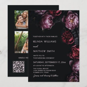Faire-part de mariage Fleurs 3D Sombres Humeur