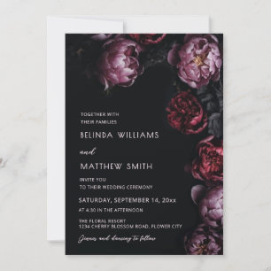 Faire-part de mariage Fleurs 3D Sombres Humeur