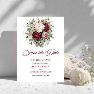Faire-part de Mariage Fleurs Bordeaux Blush Premiu