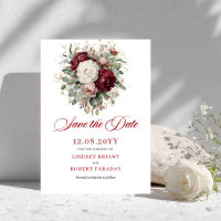Faire-part de Mariage Fleurs Bordeaux Éternelles