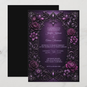 Faire-part de mariage Fleurs Mauves Moody