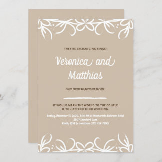 Faire-part de mariage Fleurs rustiques marron