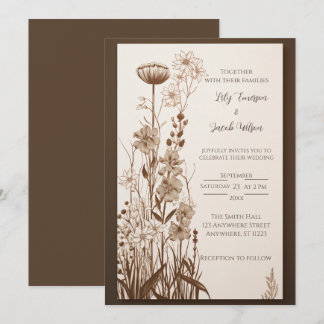 Faire-part de mariage Fleurs sauvages Rustique d'a