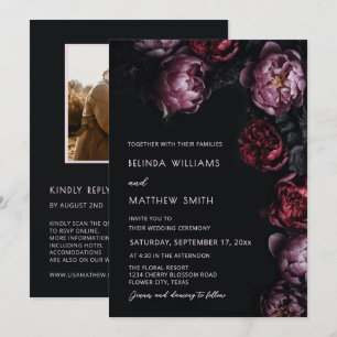 Faire-part de mariage Fleurs Texturées Sombres Hum