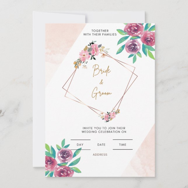 Faire-part de mariage floral (Devant)