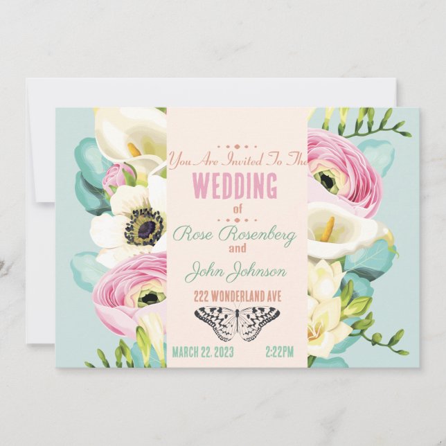 Faire-part de mariage floral (Devant)