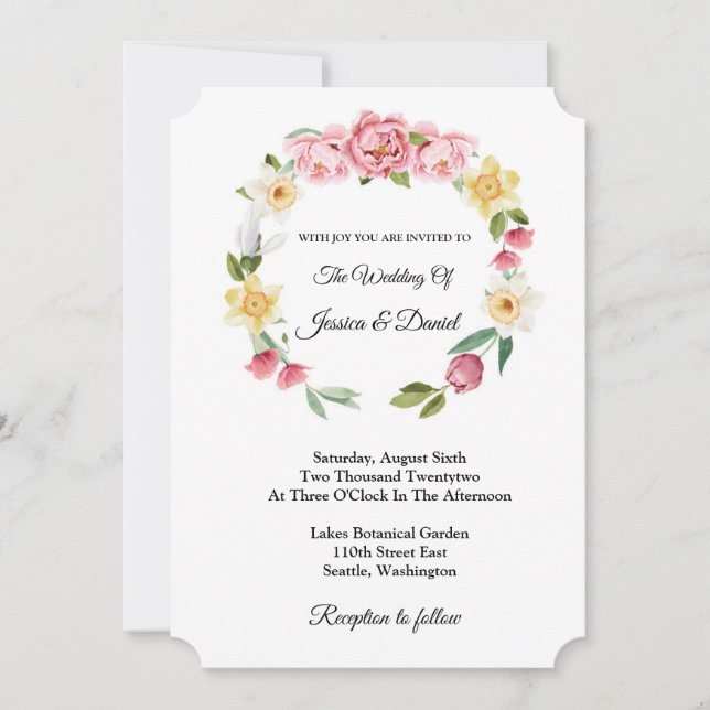 Faire-part de mariage floral (Devant)