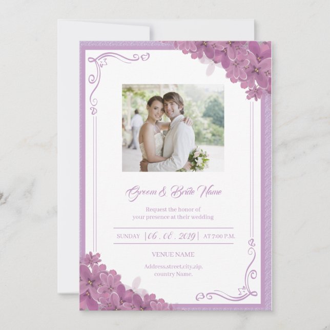 Faire-part de mariage floral (Devant)