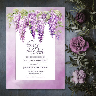 Faire-part de mariage floral à la glycine rose