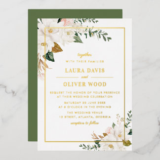 Faire-part de mariage floral à la magnolie blanche