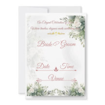 Faire-part de mariage floral à la sauge rose pouss