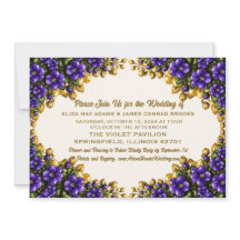 Faire-part de mariage floral à la violette bleue d
