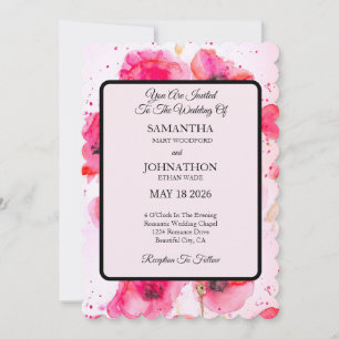 Faire-part de mariage floral à l'aquarelle du pavo