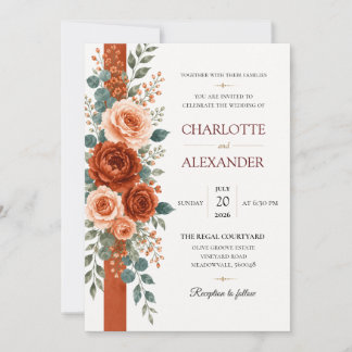 Faire-part de mariage floral à l'aquarelle élégant