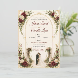 Faire-part de mariage floral à l'aquarelle élégant