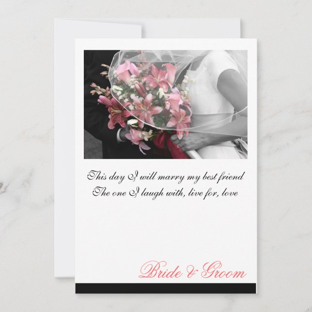 Faire-part de mariage floral à monogramme artistiq (Devant)