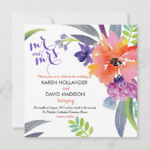 faire-part de mariage floral aquarelle