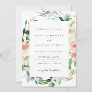 Faire-part de mariage floral aquarelle de printemp