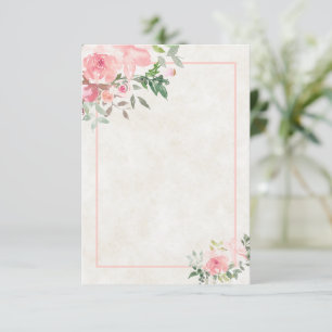 Faire-part de mariage floral aquarelle rose lueur 