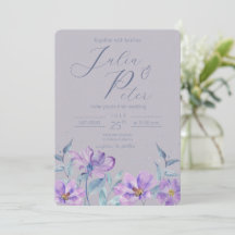 Faire-part de mariage floral aquarelle violet