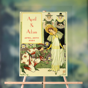 Faire-part de mariage floral Art nouveau vintage