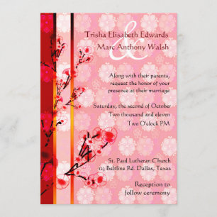 Faire-part de mariage floral asiatique