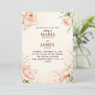 Faire-part de mariage floral au coucher de soleil 