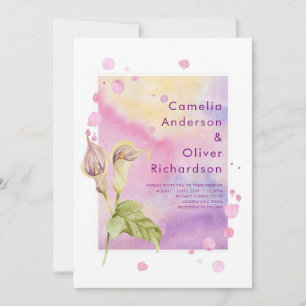 Faire-part de mariage floral au lys calla rose de 