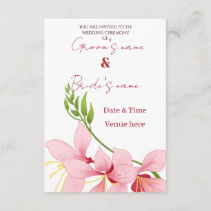 Faire-part de mariage floral au lys rose romantiqu