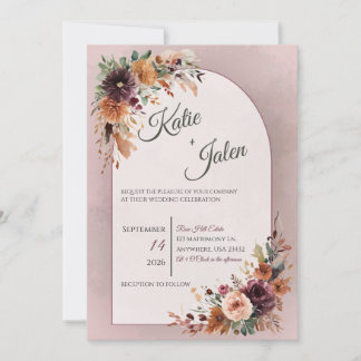 Faire-part de mariage floral automnal d'humeur