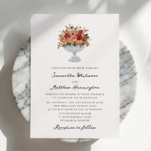 Faire-part de mariage floral automnal fantaisiste