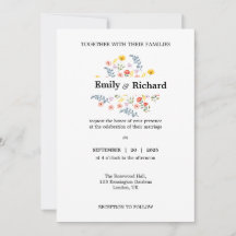 Faire-part de mariage floral avec Fleurs aquarelle