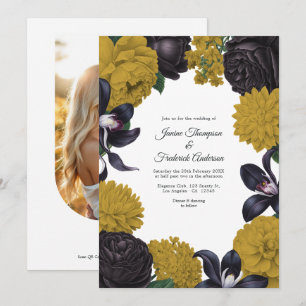Faire-part de mariage floral avec photo/QR code no