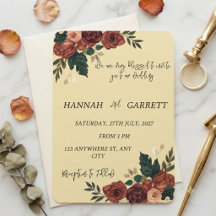 Faire-part de mariage floral beige romantique