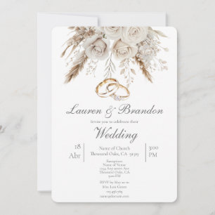 Faire-part de mariage floral blanc