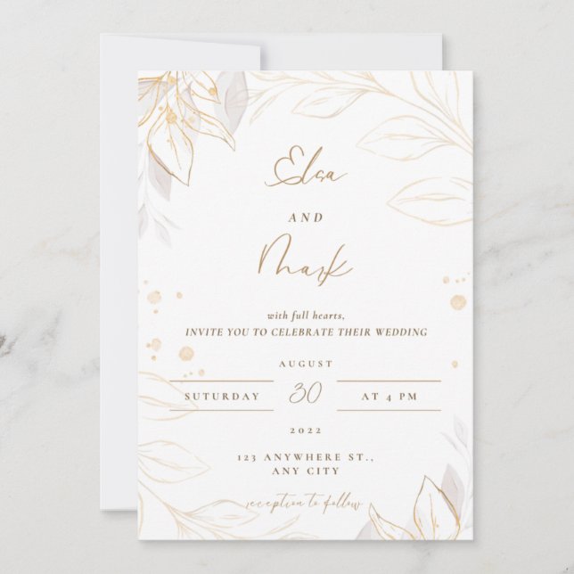 Faire-part de mariage floral blanc (Devant)