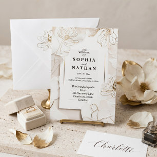 Faire-part de mariage floral blanc élégant Perso