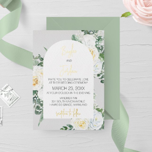 Faire-part de mariage floral blanc en fleur (Créateur téléchargé)
