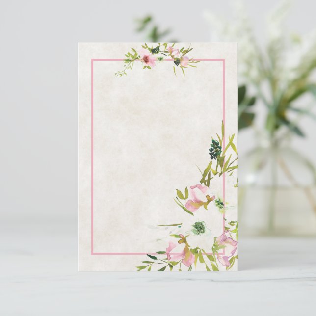 Faire-part de mariage floral blanc et rose pâle, b (Debout devant)