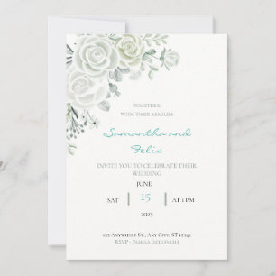 Faire-part de mariage floral blanc et vert