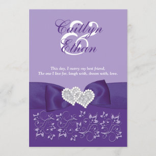 Faire-part de mariage floral blanc pourpre