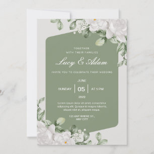 Faire-part de mariage Floral Blanc Sage Vert