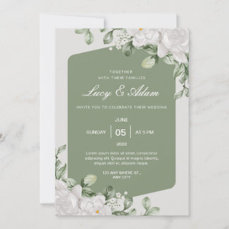 Faire-part de mariage Floral Blanc Sage Vert