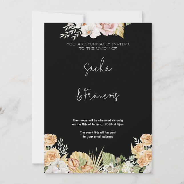 Faire-part de mariage | Floral blanc & verdure (Devant)