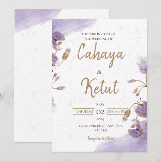Faire-part de mariage Floral blanc violet