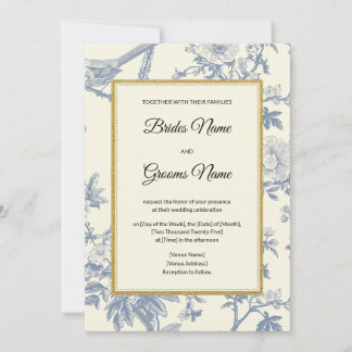 Faire-part de mariage Floral Bleu